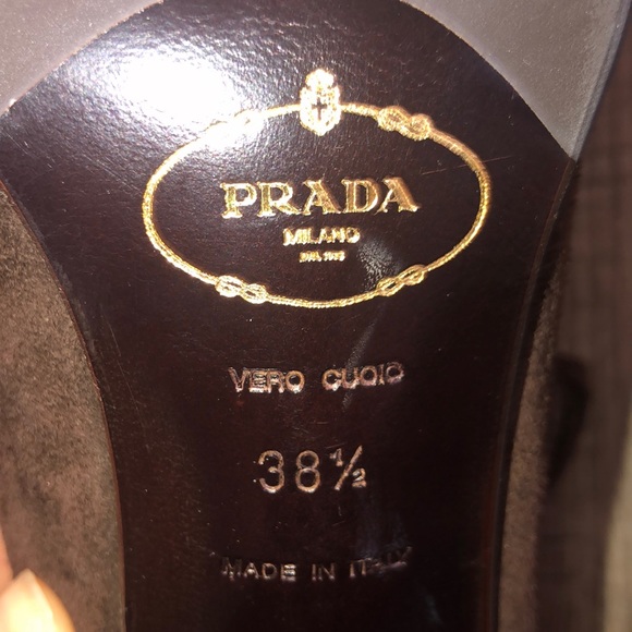Brown Prada suede heeled boots, worn once - Picture 2 of 2